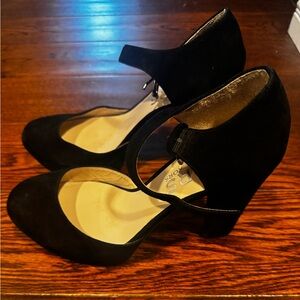 Black Suede Mary Jane Platform 4” Heels